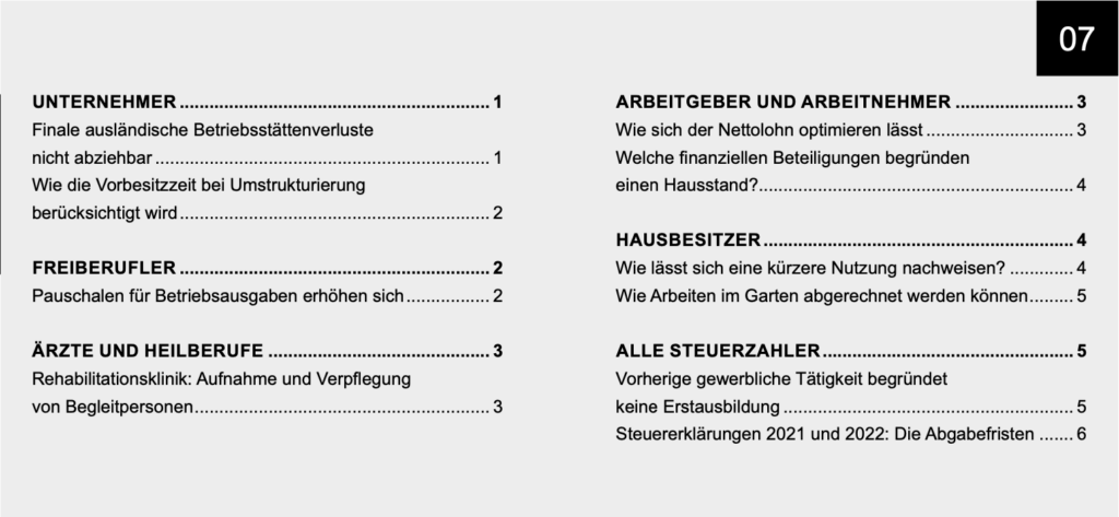 Aktuelles aus Wirtschaft und Steuern Juli 2023
