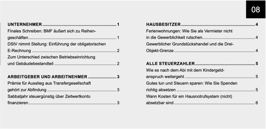 Aktuelles aus Steuern und Wirtschaft August 2023